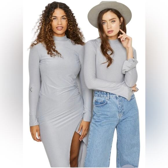 We Are HAH Size Small Long Sleeve Southern Lady Midi Dress in Silver Fox NWT - Picture 2 of 7